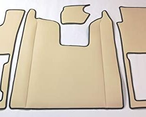 KRAM-TRUCK Gesteppte Autofußmatten Kompatibel mit Scania R od 2017, Ablagematte im Set, für drehbaren amortisierten Beifahrersitz, Hellbeige, Lederimitat auf 10 mm dickem Polsterschaum