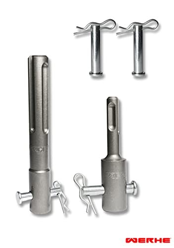 WERHE Profi Erdbohrer Adapter Set passend für SDS Plus Bohrhammer Pfahlbohrer und auch für SDS Max Akkubohrmaschine Mit 2tlg. Bolzen aus hochwertigem Federstahl - Image 7