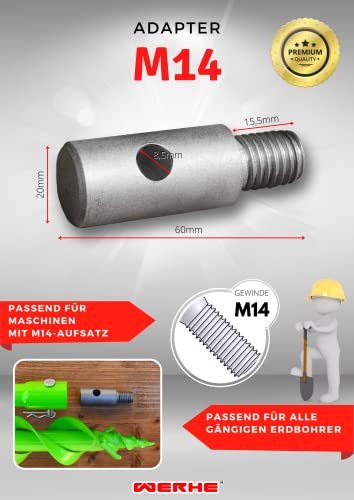WERHE® Adapter M14 für Erdbohrer – Rührwerksadapter aus Hartstahl - Image 9