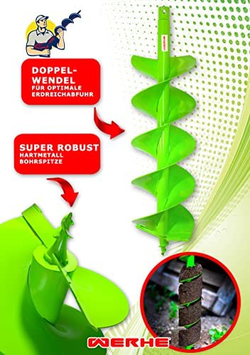 WERHE® Profi Bohrer Starker Stahl, Erdbohrer für bohrmaschine 200 mm Doppel-Welle extrem robust - Pfahlbohrer Brunnenbohrer präzise Bohrspitze. - Image 10