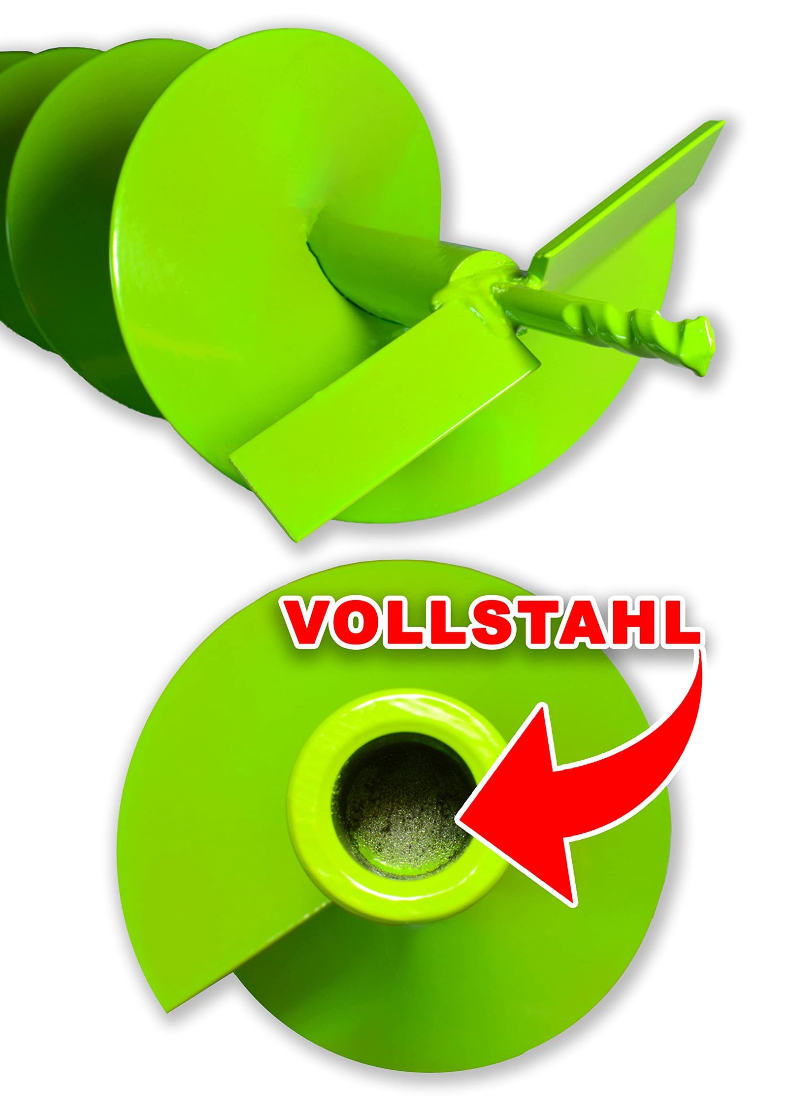 WERHE® Profi Bohrer VollStahl, Erdbohrer für bohrmaschine 150 mm extrem robust mit Hex Adapter - Pfahlbohrer Brunnenbohrer präzise Bohrspitze. - Image 8