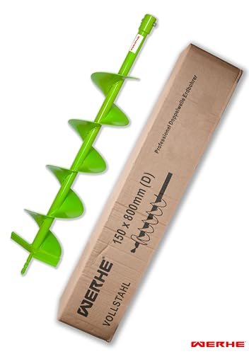 WERHE® Profi Bohrer VollStahl, Erdbohrer für bohrmaschine 150 mm extrem robust mit SDS Plus Adapter - Pfahlbohrer Brunnenbohrer präzise Bohrspitze. - Image 6