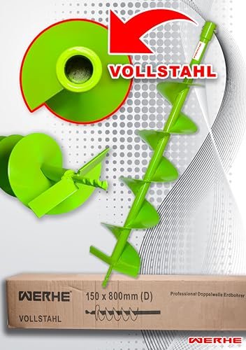 WERHE® Profi Bohrer VollStahl, Erdbohrer für bohrmaschine 150 mm extrem robust mit SDS Plus Adapter - Pfahlbohrer Brunnenbohrer präzise Bohrspitze. - Image 9